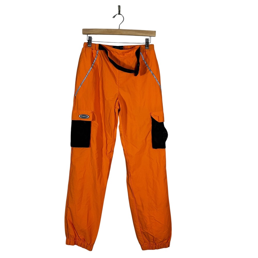 Samii Ryan Cargo Jogger Pants Solid Orange Streetwear Techwear Size S